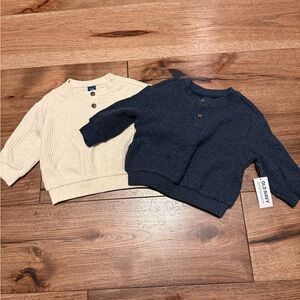 Old Navy Baby Navy and Cream Sweaters